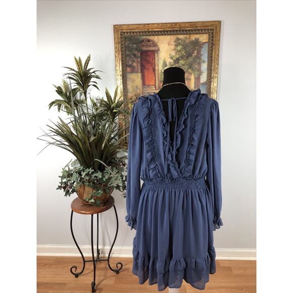 Forever 21 Women Plus Size 1X Dress Long Sleeve Fit & Flare Pleated Boho Resort - Picture 4 of 10